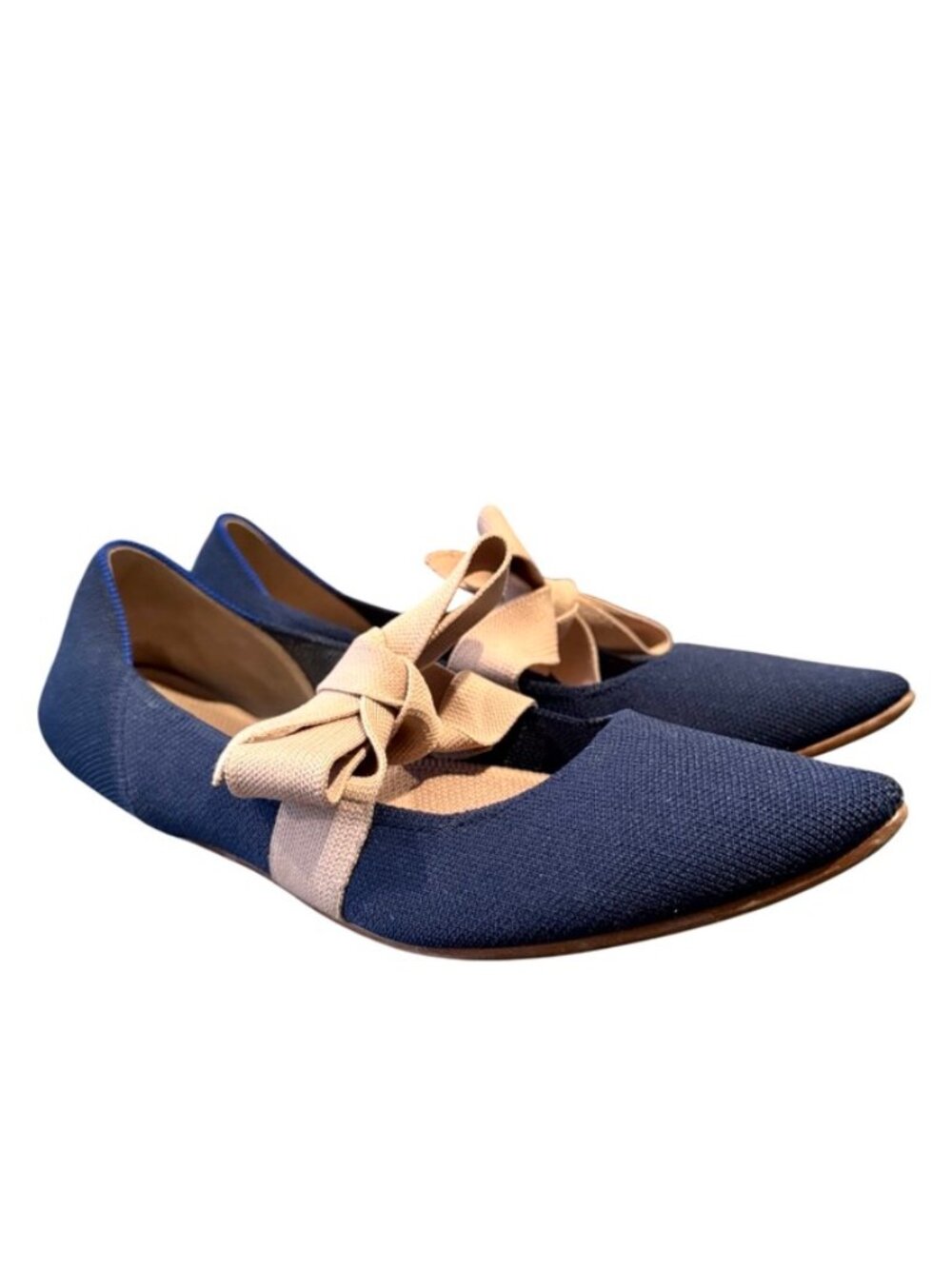 Rothyโs The Point Mary Jane Womenโs 10.5 Sapphire Blue Bow Flats Retired